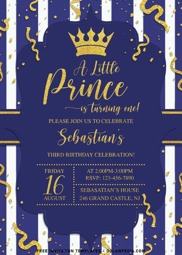 10+ Cool Gold Glitter Prince Charming Birthday Invitation Templates