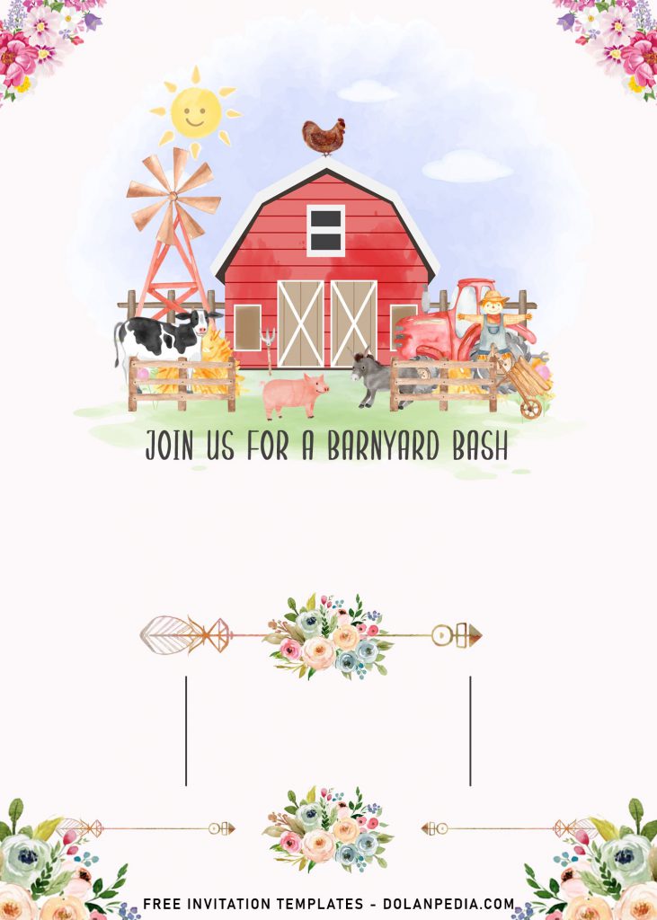 11+ Farm Birthday Invitation Templates For Your Kid's Birthday Party and has floral border
