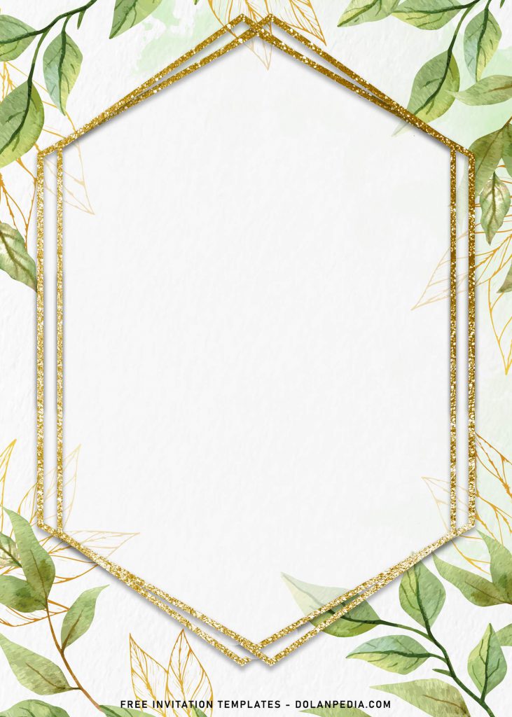 7+ Beautiful Greenery Birthday Invitation Templates and has gold geometric frame