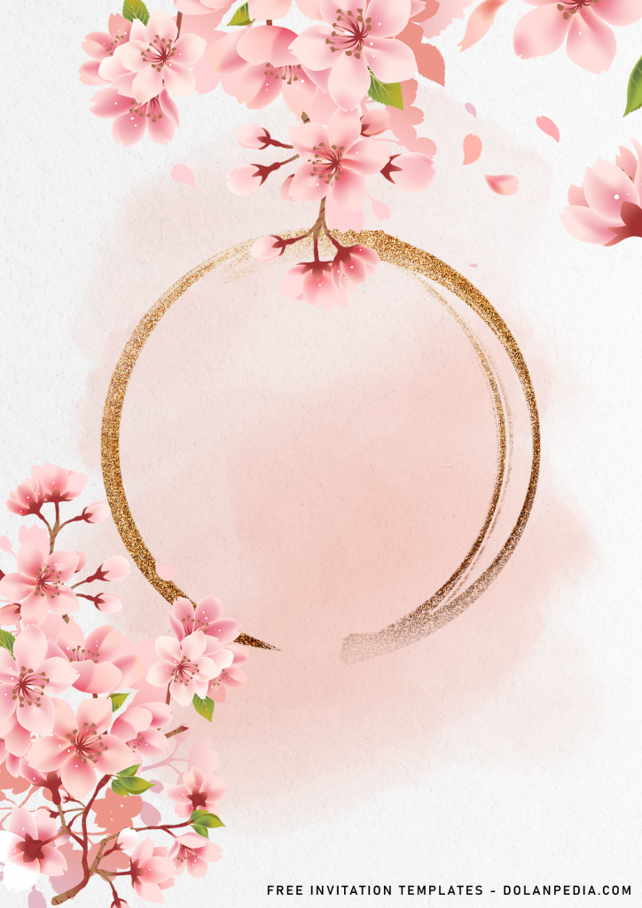 8+ Stunning Blush Pink And Gold Wedding Invitation Templates and has beautiful pink sakura