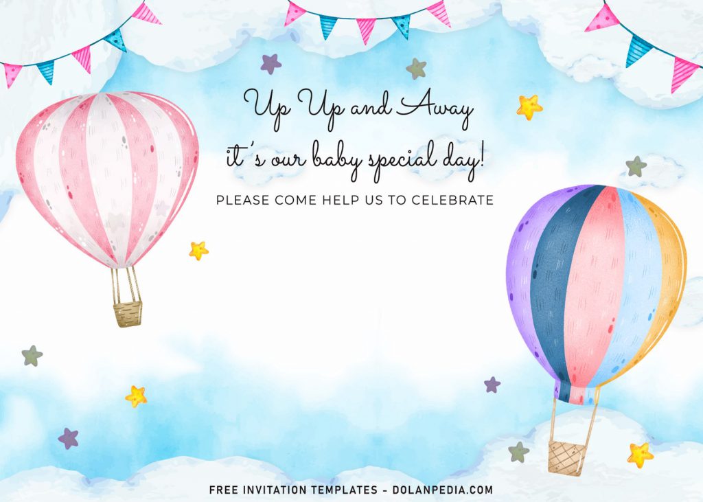 7+ Watercolor Hot Air Balloon Birthday Invitation Templates and has watercolor hot air balloons