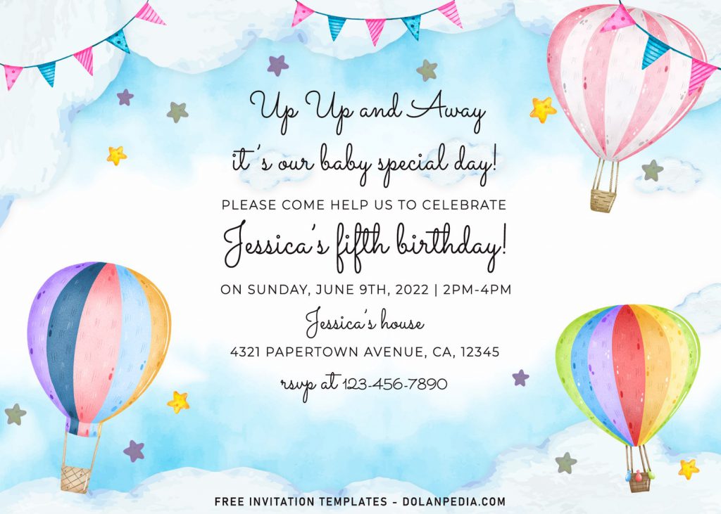 7+ Watercolor Hot Air Balloon Birthday Invitation Templates