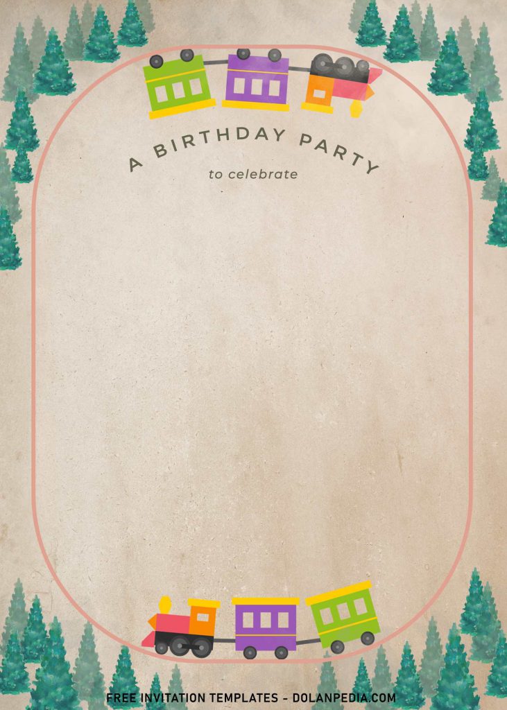 8+ Vintage Train Themed Birthday Invitation Templates and has rustic theme background