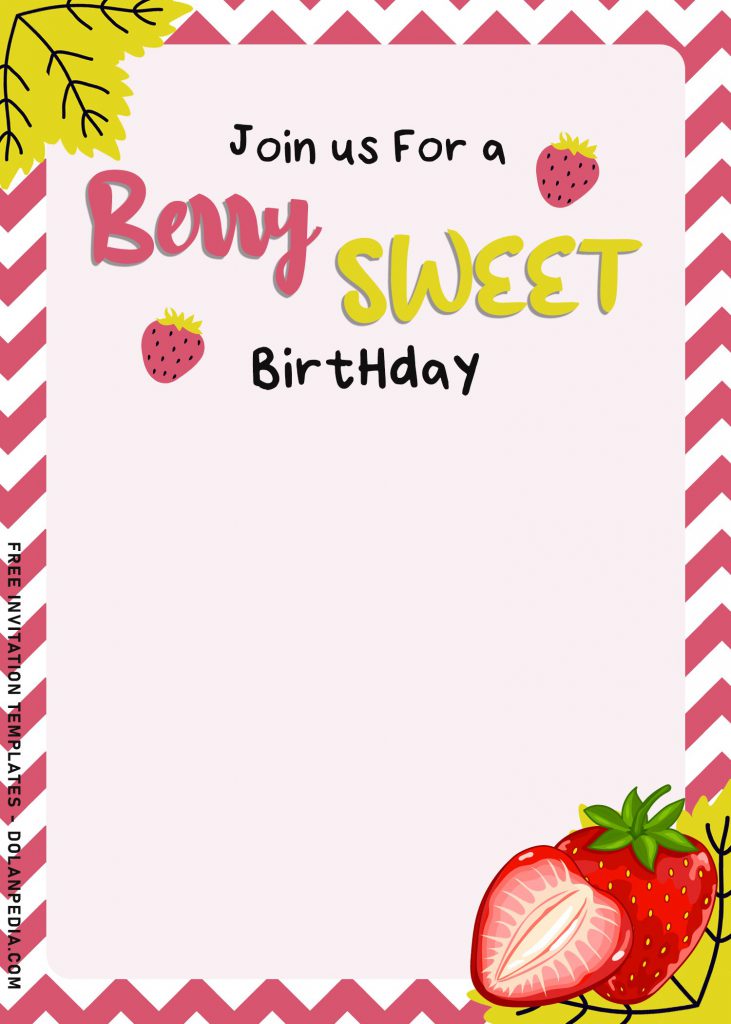 8+ Berry Sweet Birthday Invitation Templates and has chevron pattern painted in pink and white color