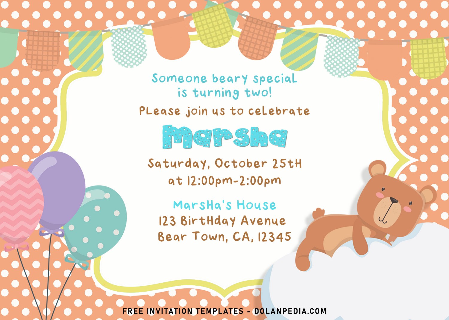 7+ Cute Baby Bear Birthday Invitation Templates For All Ages | Dolanpedia