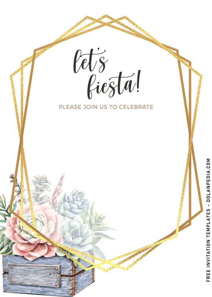 8+ Unique Cactus Fiesta Birthday Invitation Templates and has gold geometric frame