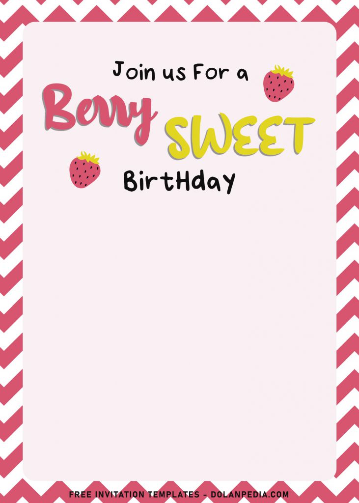 8+ Berry Sweet Birthday Invitation Templates and has chevron background