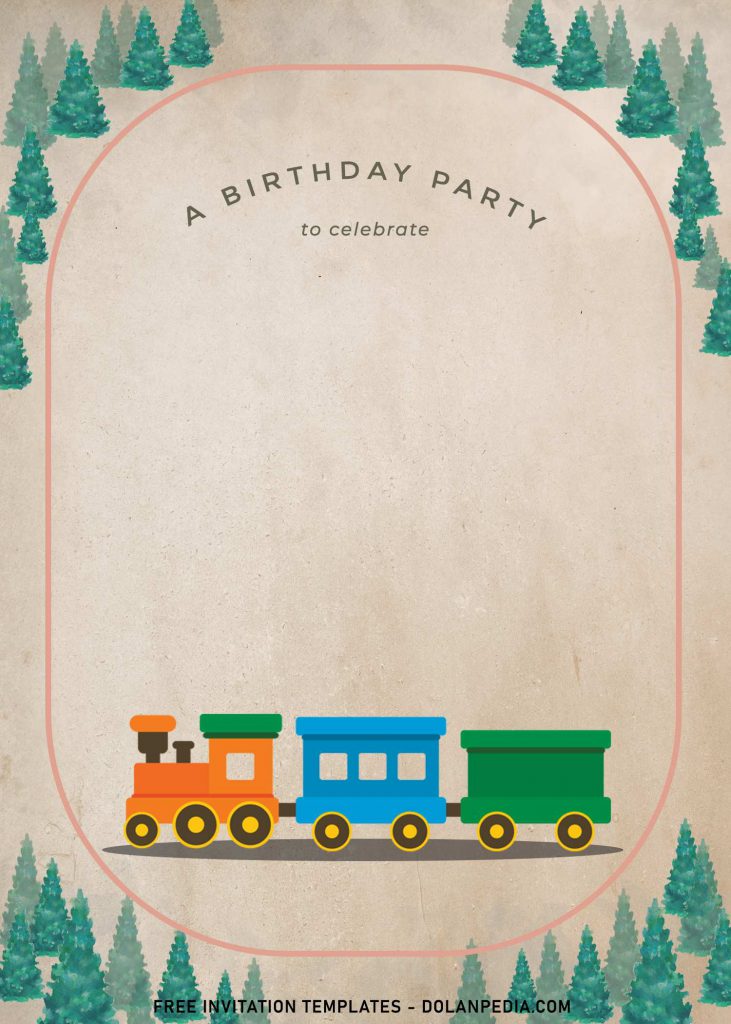 8+ Vintage Train Themed Birthday Invitation Templates and has vintage paper style background