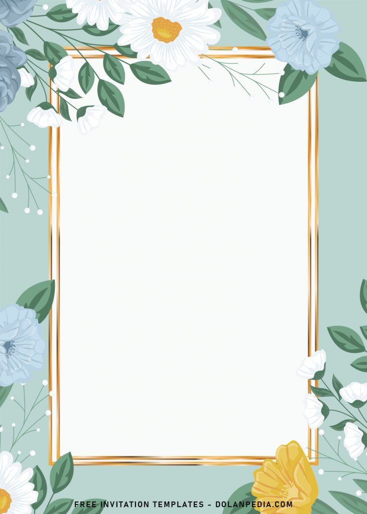8+ Pastel Spring Floral Themed Birthday Invitation Templates and has metallic gold frame