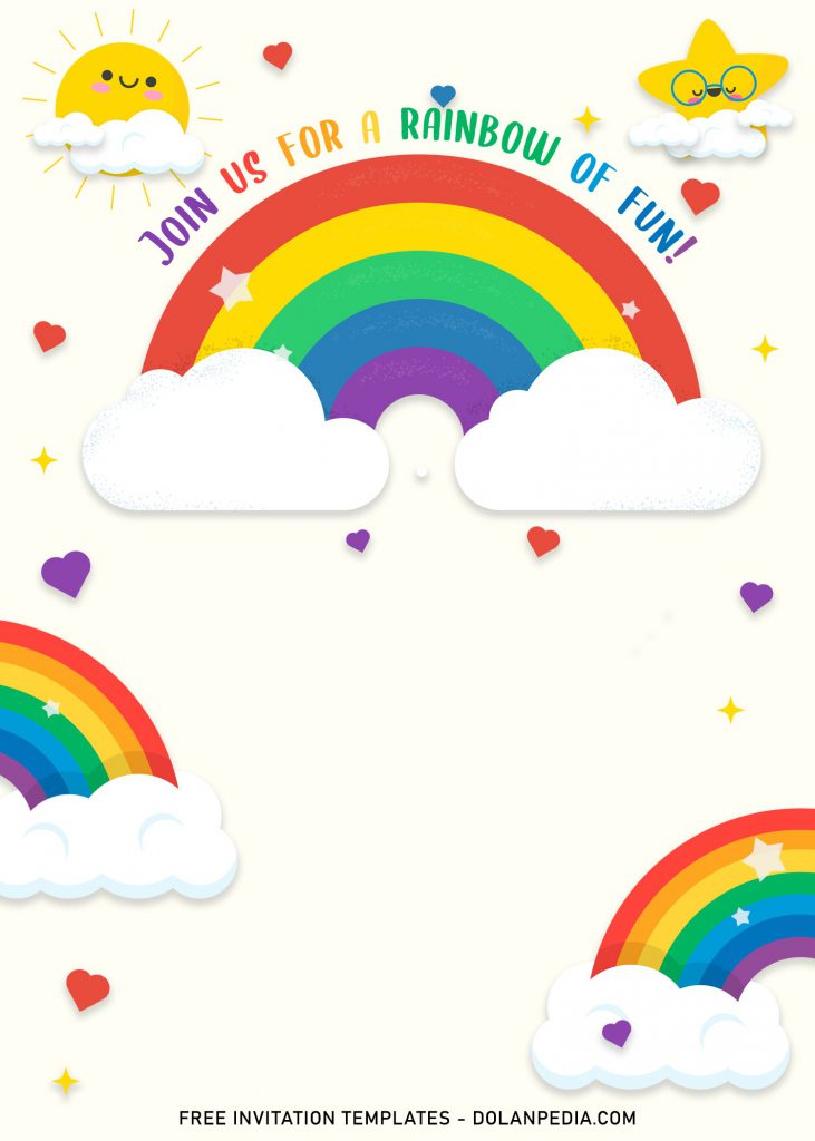 9+ Colorful Rainbow Birthday Party Invitation Templates and has cute sun and star