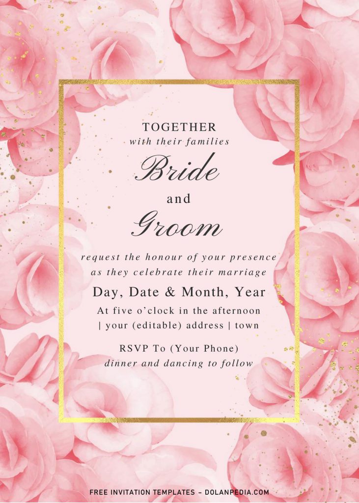Free Pink Rose Wedding Invitation Templates For Word and has elegant and pure roses