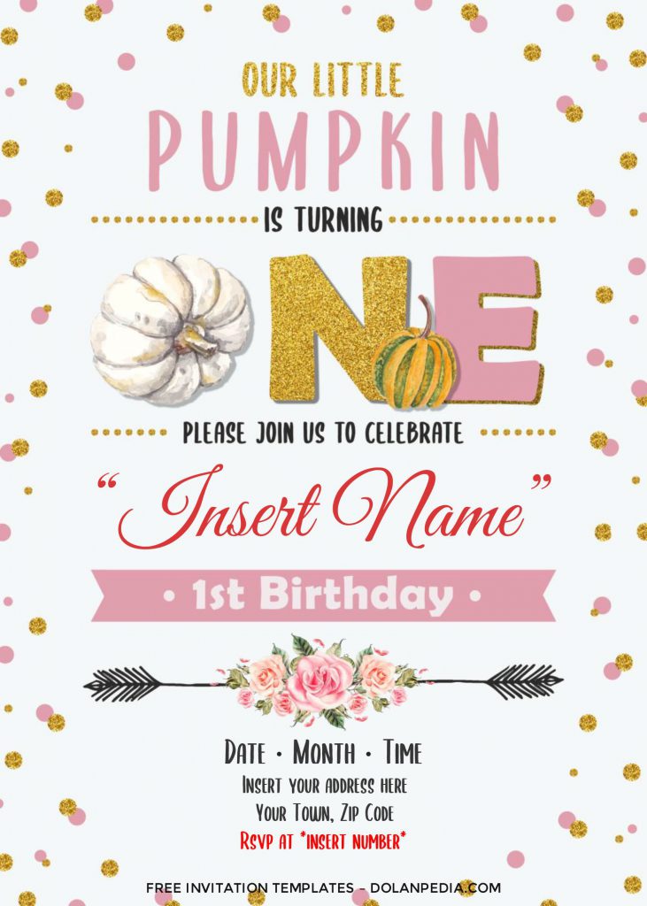Free Pumpkin First Birthday Invitation Templates For Word and has 