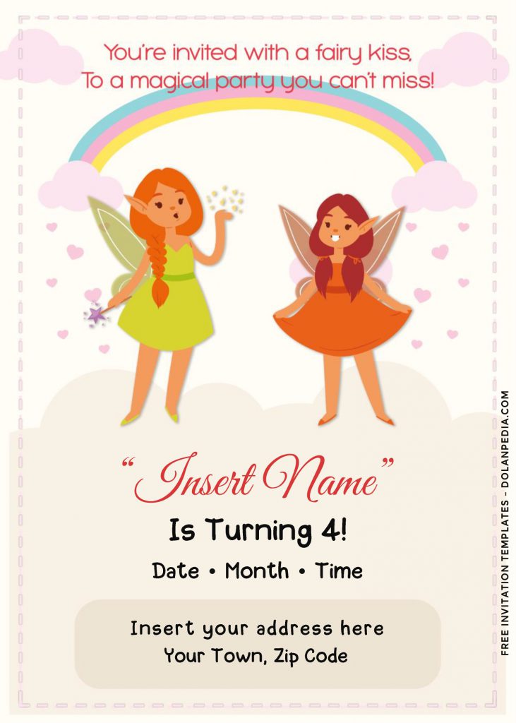 Free Rainbow Magic Fairy Birthday Invitation Templates Ford Word and has adorable fairies