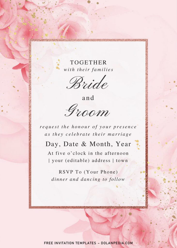 Free Pink Rose Wedding Invitation Templates For Word and has gorgeous pink displays