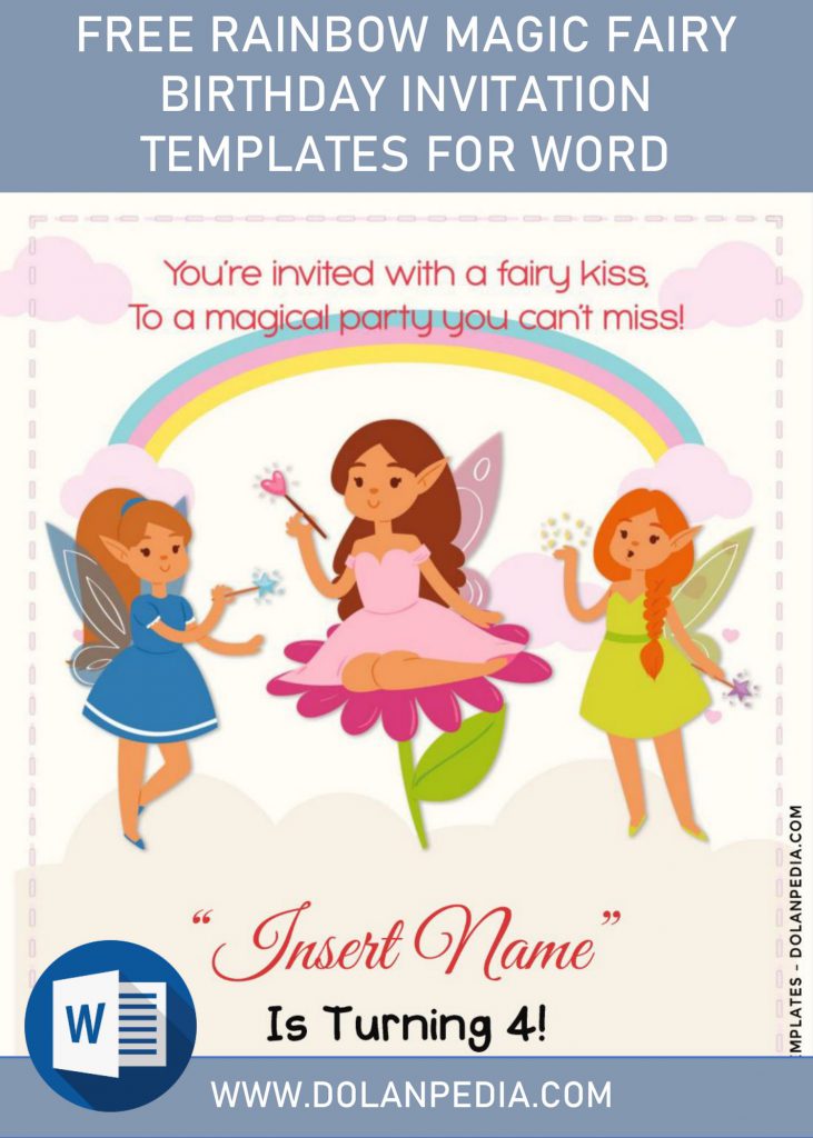 Free Rainbow Magic Fairy Birthday Invitation Templates Ford Word
