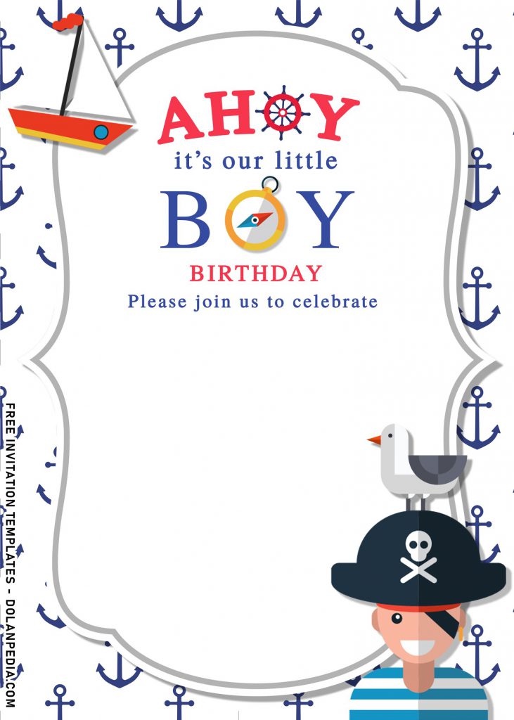 11+Nautical Birthday Party Invitation Templates and has cute pirate