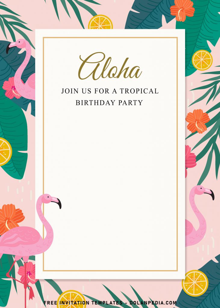 7+ Summer Tropical Birthday Invitation Templates and has adorable pink flamingoes