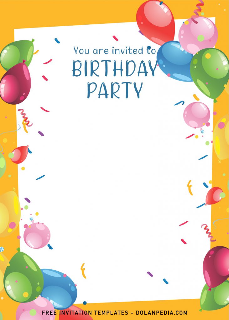 7+ Cute And Fun Birthday Invitation Templates and has colorful balloons