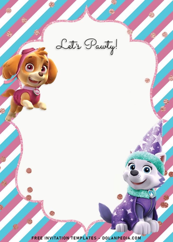 8+ Adorable Skye And Everest Paw Patrol Birthday Invitation Templates and has polka dots