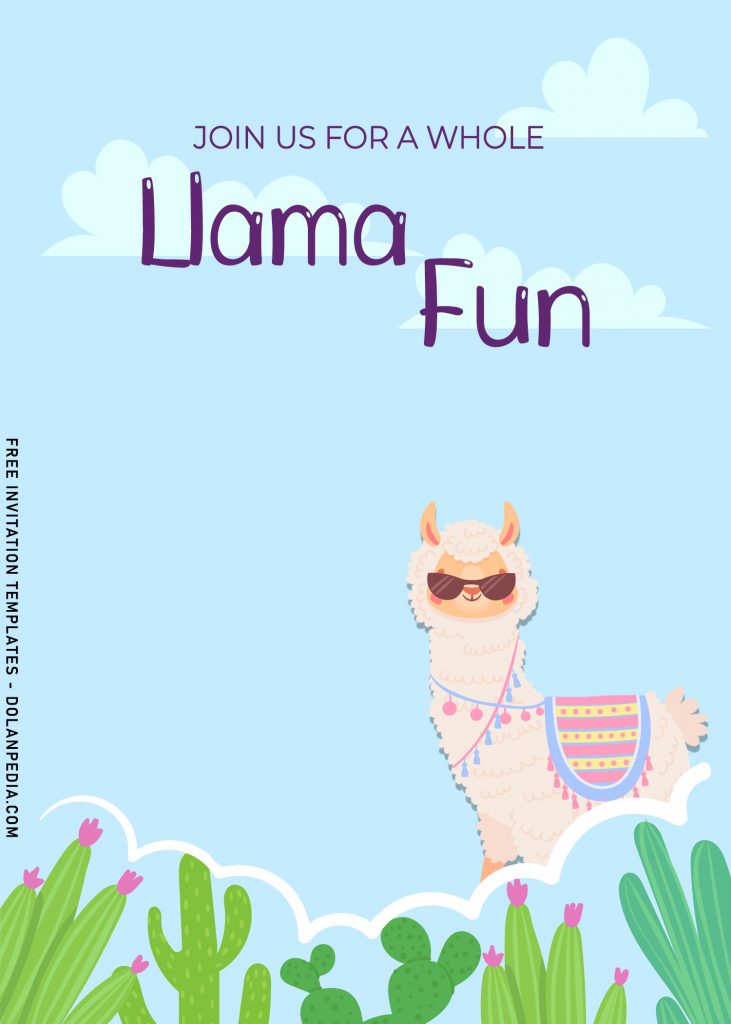 8+ Cute Llama Birthday Invitation Templates For Your Kid's Birthday Party and has adorable Llama wearing Glasses
