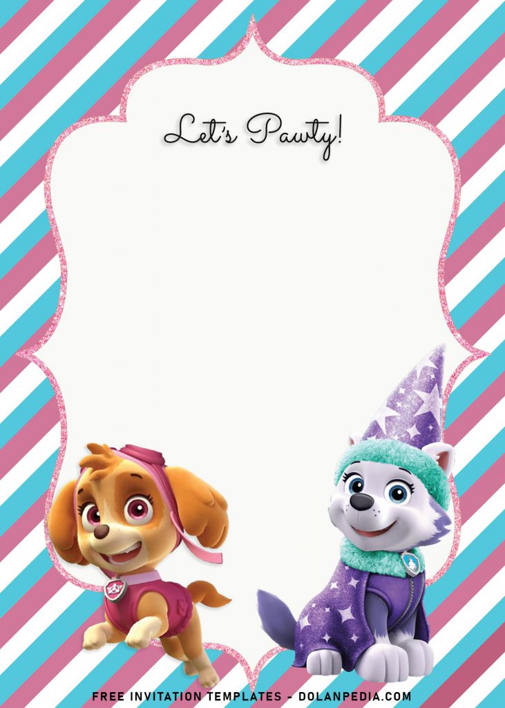 8+ Adorable Skye And Everest Paw Patrol Birthday Invitation Templates and has Everest wearing cute birthday hat