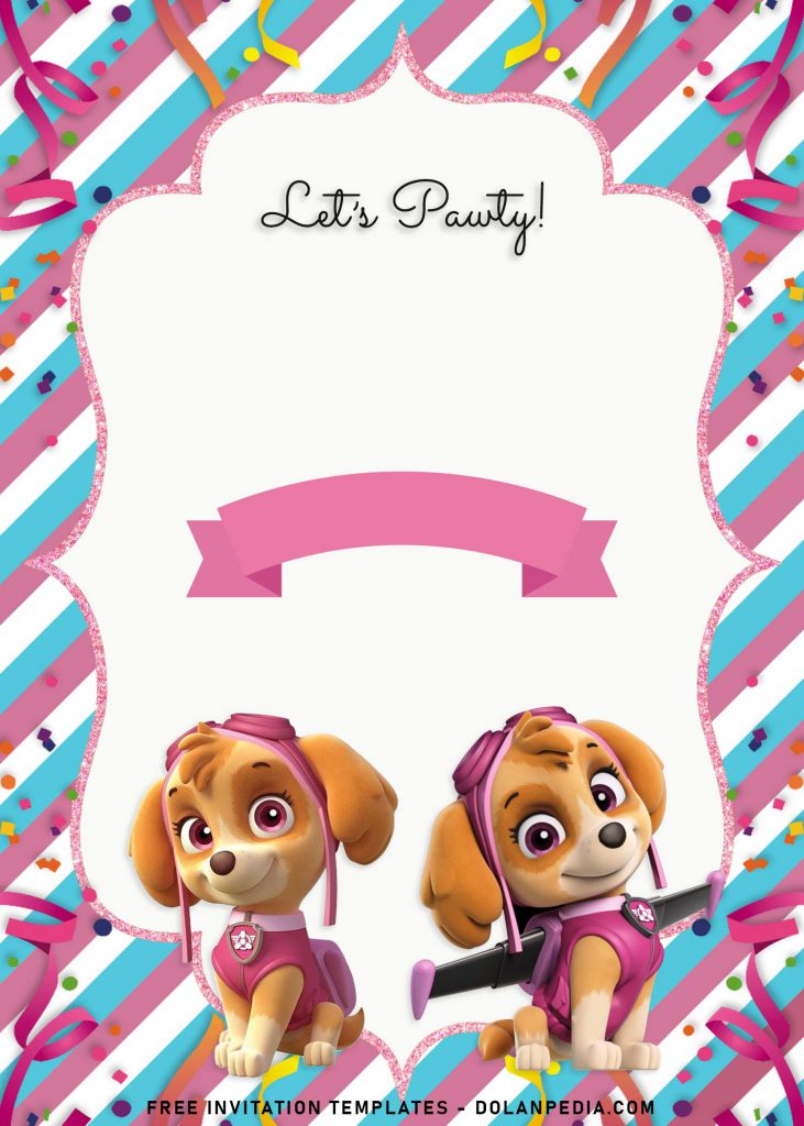 8+ Adorable Skye And Everest Paw Patrol Birthday Invitation Templates and has sparkling pink glitter confetti