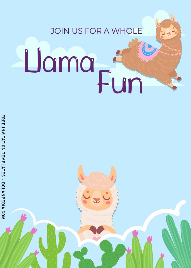 8+ Cute Llama Birthday Invitation Templates For Your Kid's Birthday Party and has Cactus watercolor