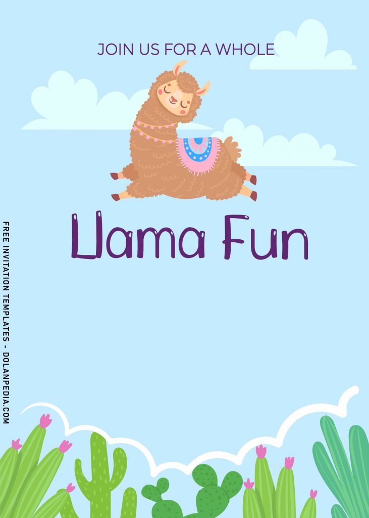 8+ Cute Llama Birthday Invitation Templates For Your Kid's Birthday Party and has Cute Llama Flying in the sky