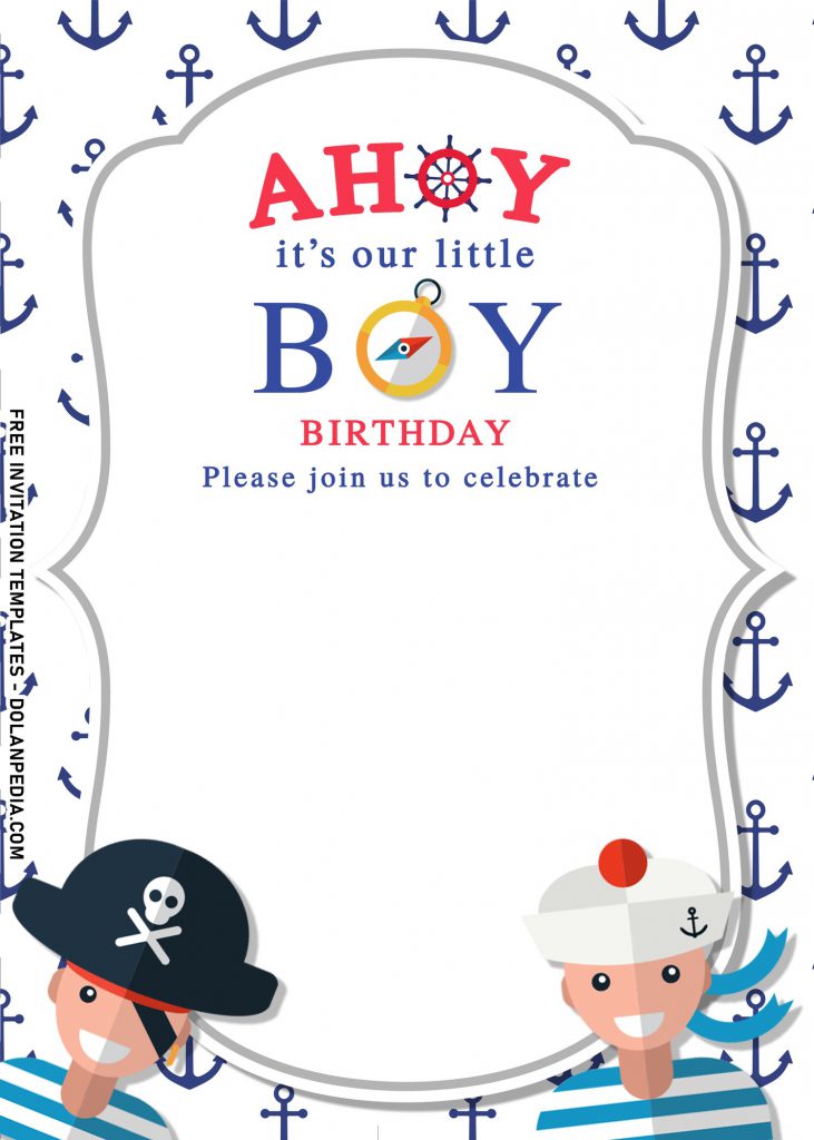 11+Nautical Birthday Party Invitation Templates and has white background