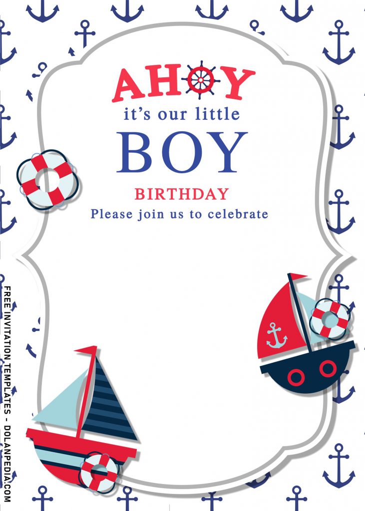 11+Nautical Birthday Party Invitation Templates and has inflatable lifesaver