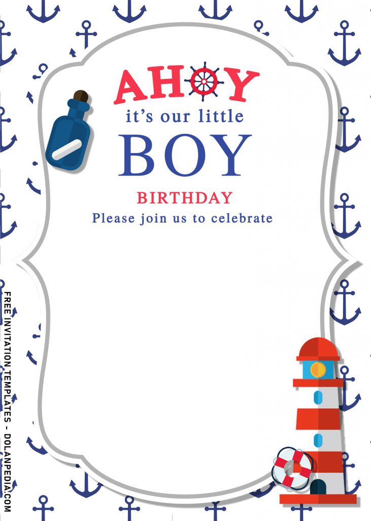 11+Nautical Birthday Party Invitation Templates and has lighthouse
