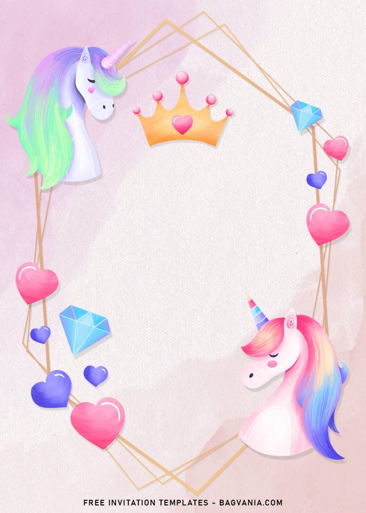 11+ Watercolor Princess Party Birthday Invitation Templates and has Rainbow colored Unicorn hair