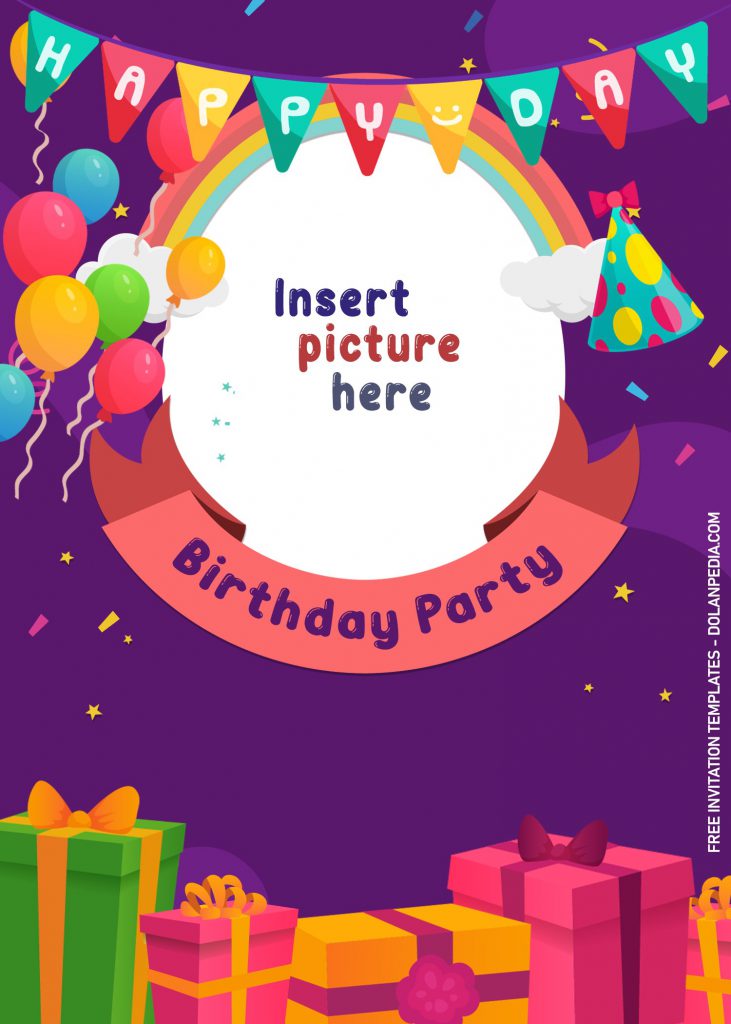 10+ Children Birthday Invitation Templates For Fun Kids Birthday Party and has colorful balloons