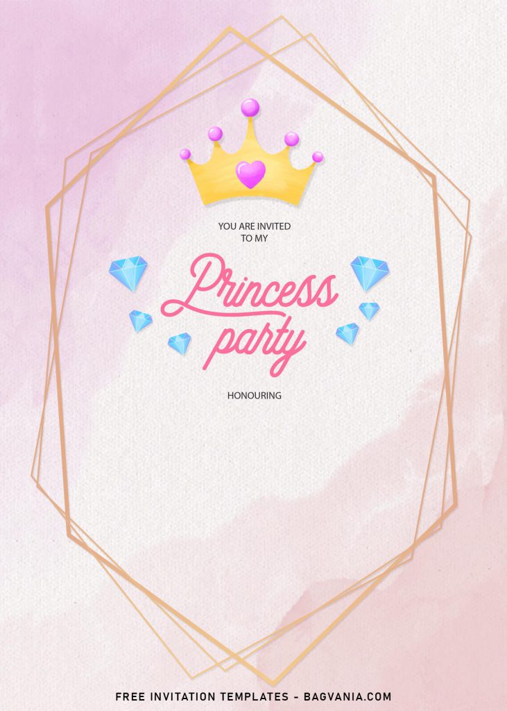 11+ Watercolor Princess Party Birthday Invitation Templates and has cute diamonds