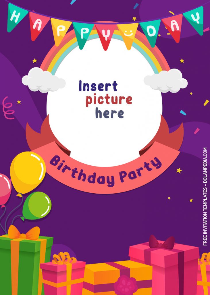 10+ Children Birthday Invitation Templates For Fun Kids Birthday Party and has Rainbow