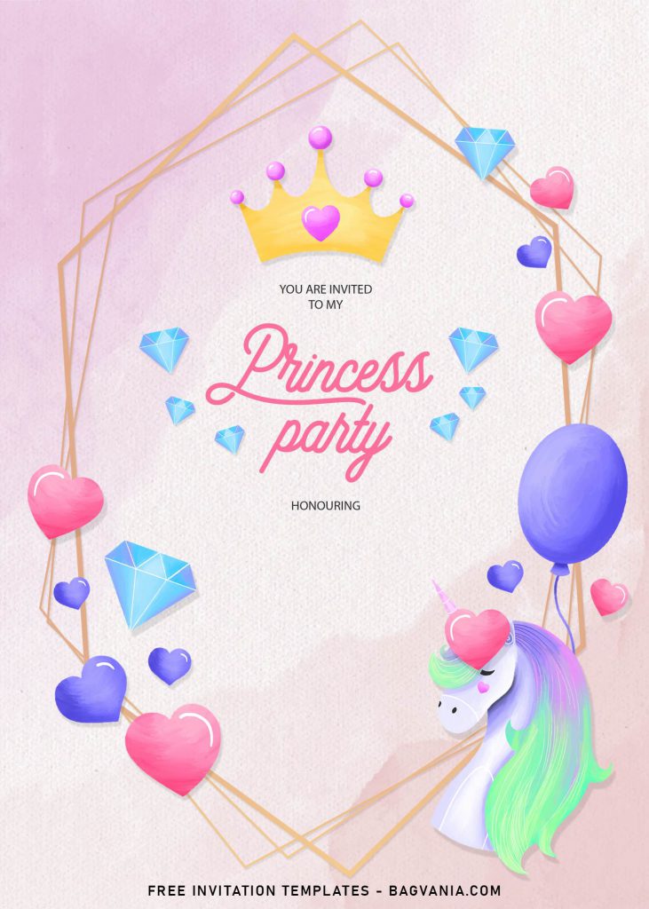11+ Watercolor Princess Party Birthday Invitation Templates and has Princess Tiara