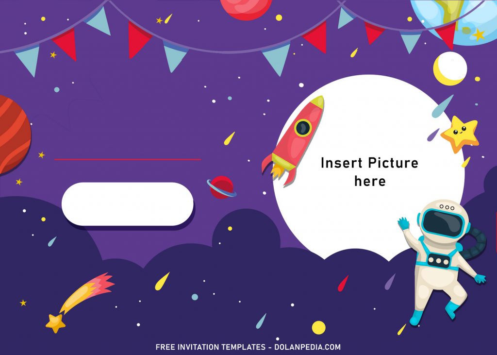 11+ Creative Space Galaxy Birthday Invitation Templates and has Bunting flags
