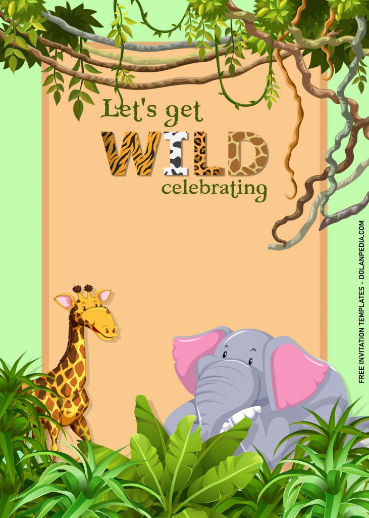 9+ Awesome Jungle Themed Birthday Invitation Templates and has giraffe
