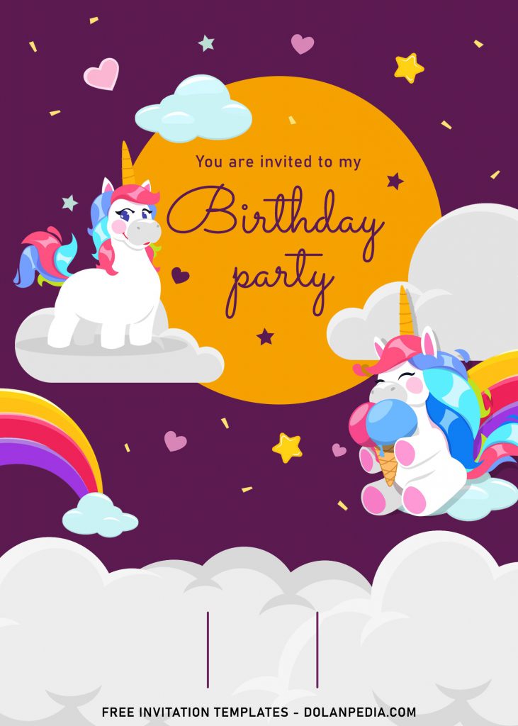 7+ Magical Rainbow Unicorn Birthday Invitation Templates For Kids Birthday Party and has Magical Rainbow Unicorn