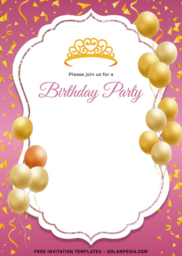 7+ Gold Confetti Birthday Invitation Templates and has Sparkling Gold Balloons