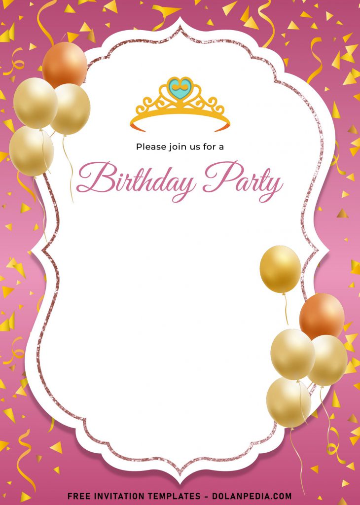 7+ Gold Confetti Birthday Invitation Templates and has Princess Tiara