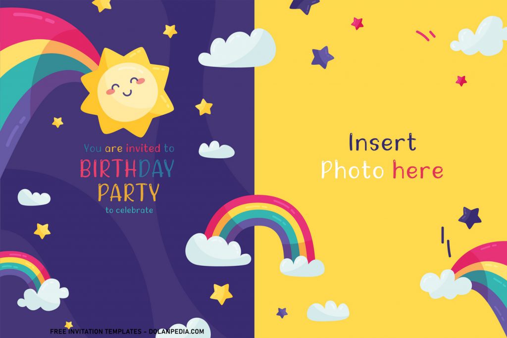 8+ Best Rainbow Party Birthday Invitation Templates For Your Kid’s Birthday Party and has Twinkling stars