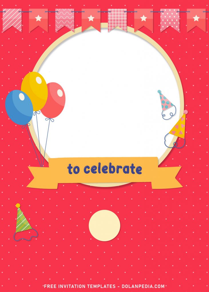 8+ Cute Kids Birthday Invitation Templates and has blue and red balloons