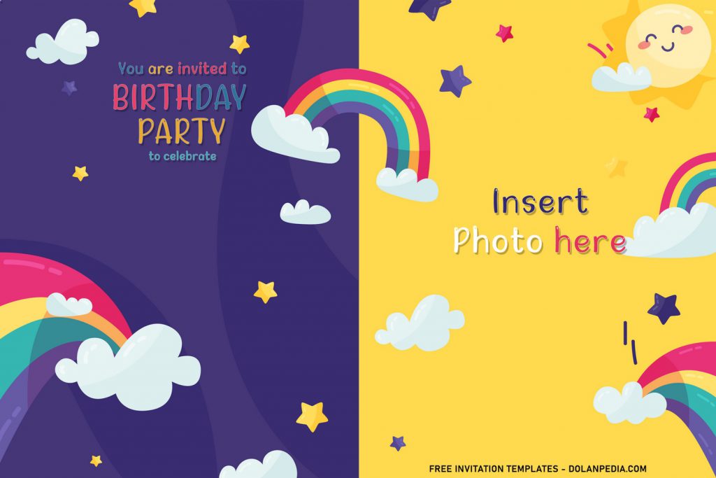 8+ Best Rainbow Party Birthday Invitation Templates For Your Kid’s Birthday Party and has picture frame
