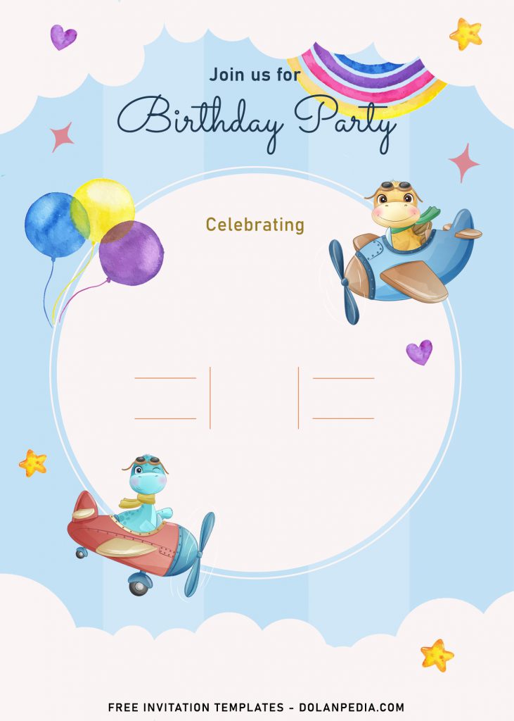 9+ Cute Hand Drawn Up In The Sky Birthday Invitation Templates and has Portrait Orientation