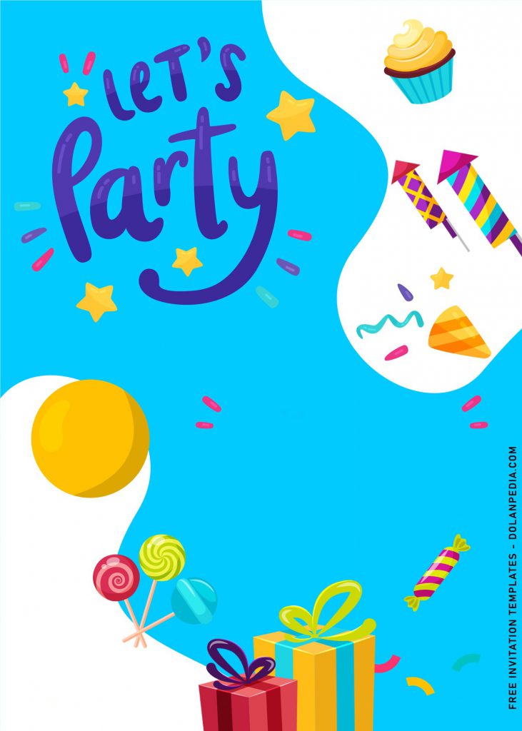 10+ Let's Party Up Birthday Invitation Templates For Cheerful Kids Birthday Party and has Sweet Candy