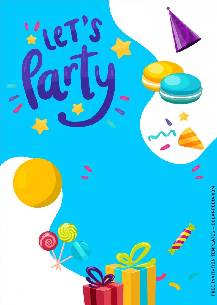 10+ Let's Party Up Birthday Invitation Templates For Cheerful Kids Birthday Party and has Birthday gift boxes