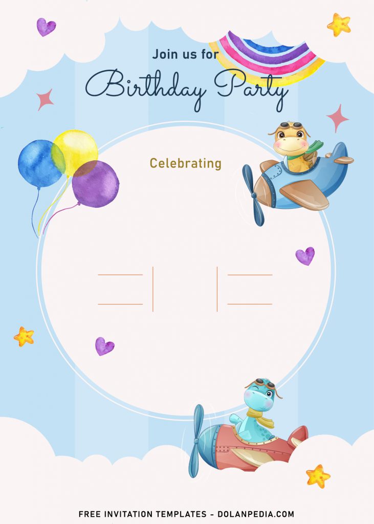 9+ Cute Hand Drawn Up In The Sky Birthday Invitation Templates and has Watercolor Balloons