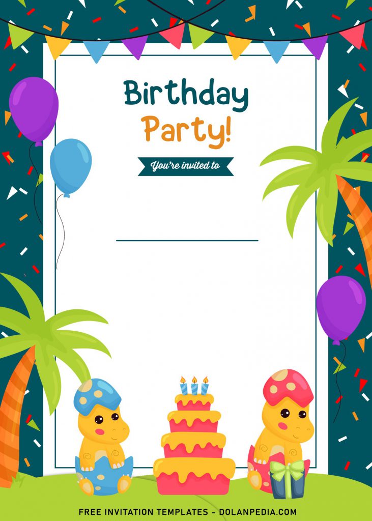 9+ Fun Dino Party Themed Birthday Invitation Templates and has white rectangle text box