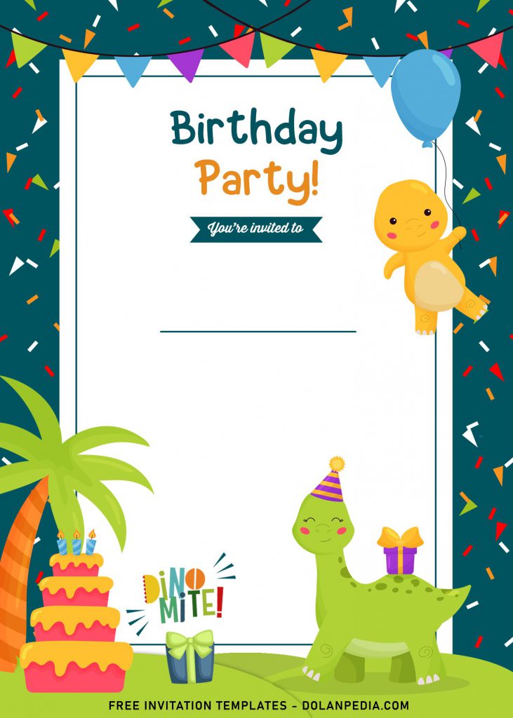 9+ Fun Dino Party Themed Birthday Invitation Templates and has cute triceratops